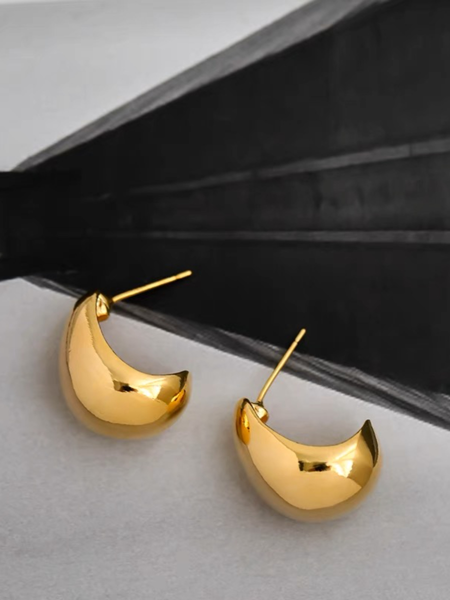 Metal Drops Ear Studs (Gold & Silver)-The Black Bow-