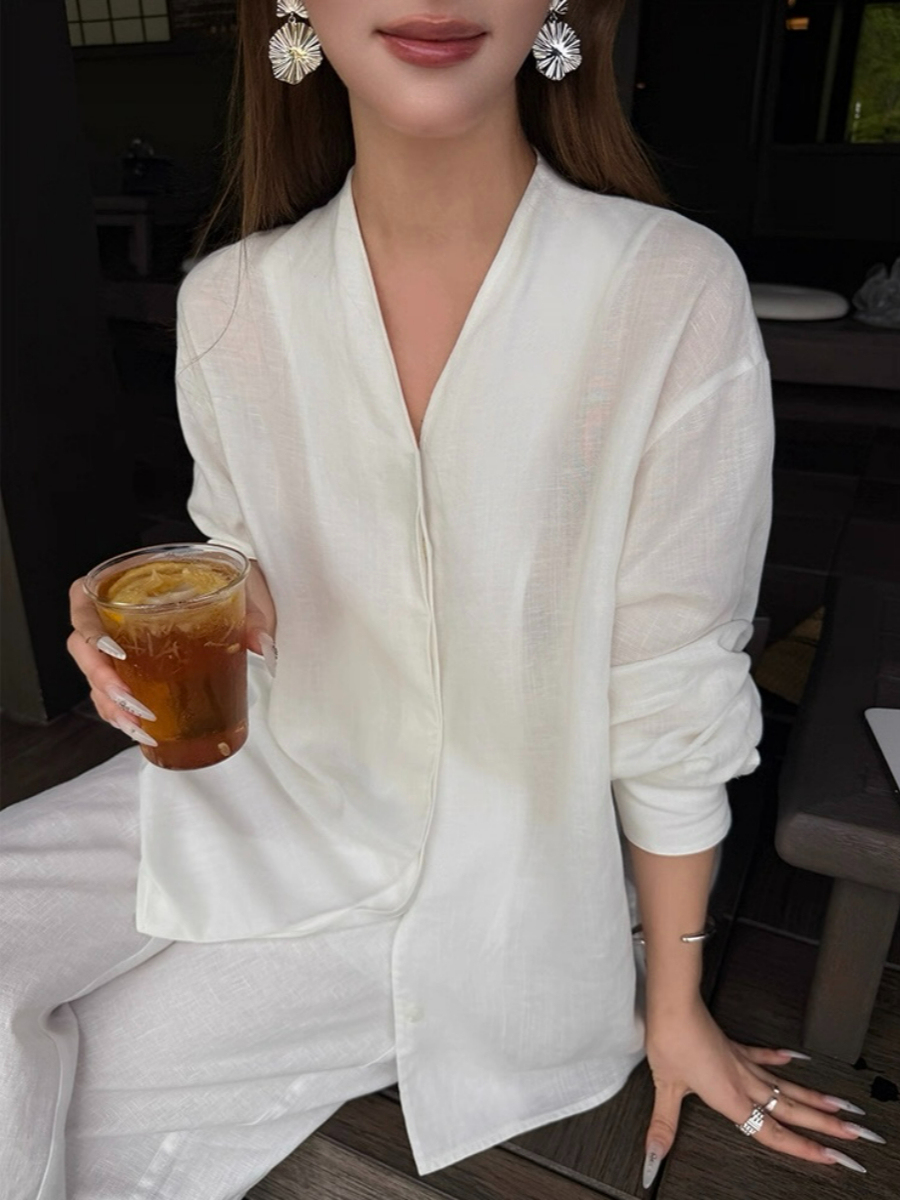 Fred Lyocell Linen Long Sleeve  Top