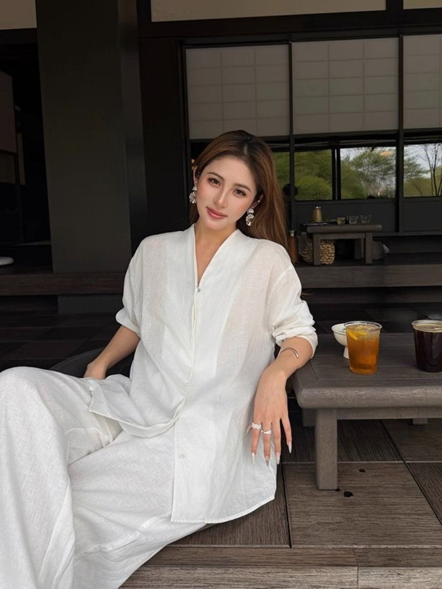 Fred Lyocell Linen Long Sleeve  Top