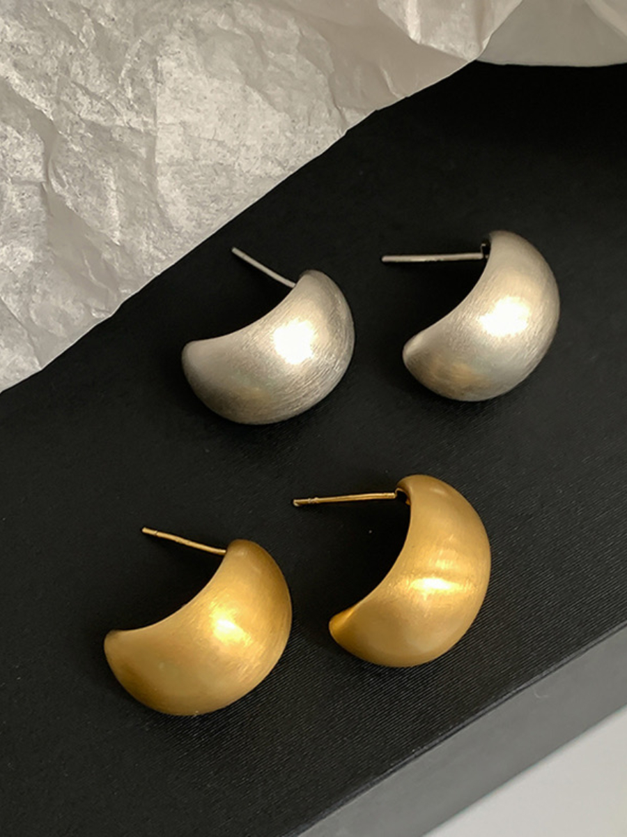 Metal Drops Ear Studs (Gold & Silver)-The Black Bow-