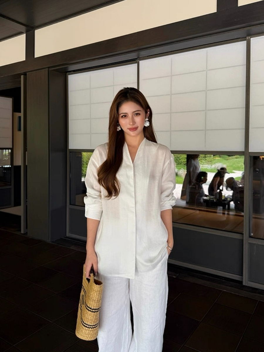 Fred Lyocell Linen Long Sleeve  Top