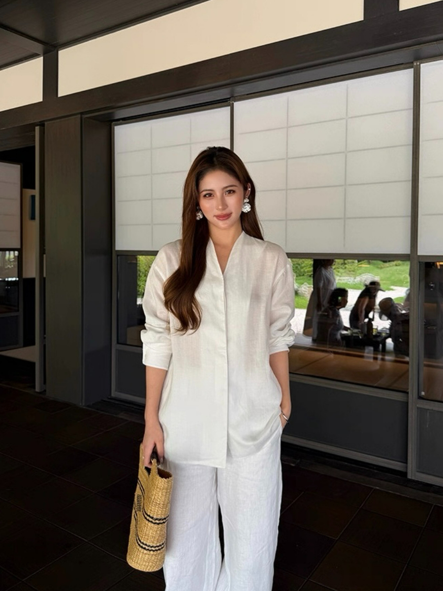 Fred Lyocell Linen Long Sleeve  Top