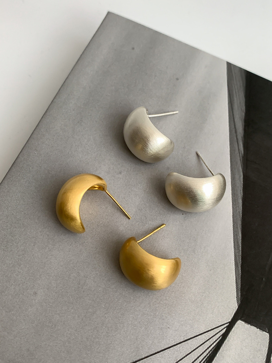 Metal Drops Ear Studs (Gold & Silver)-The Black Bow-