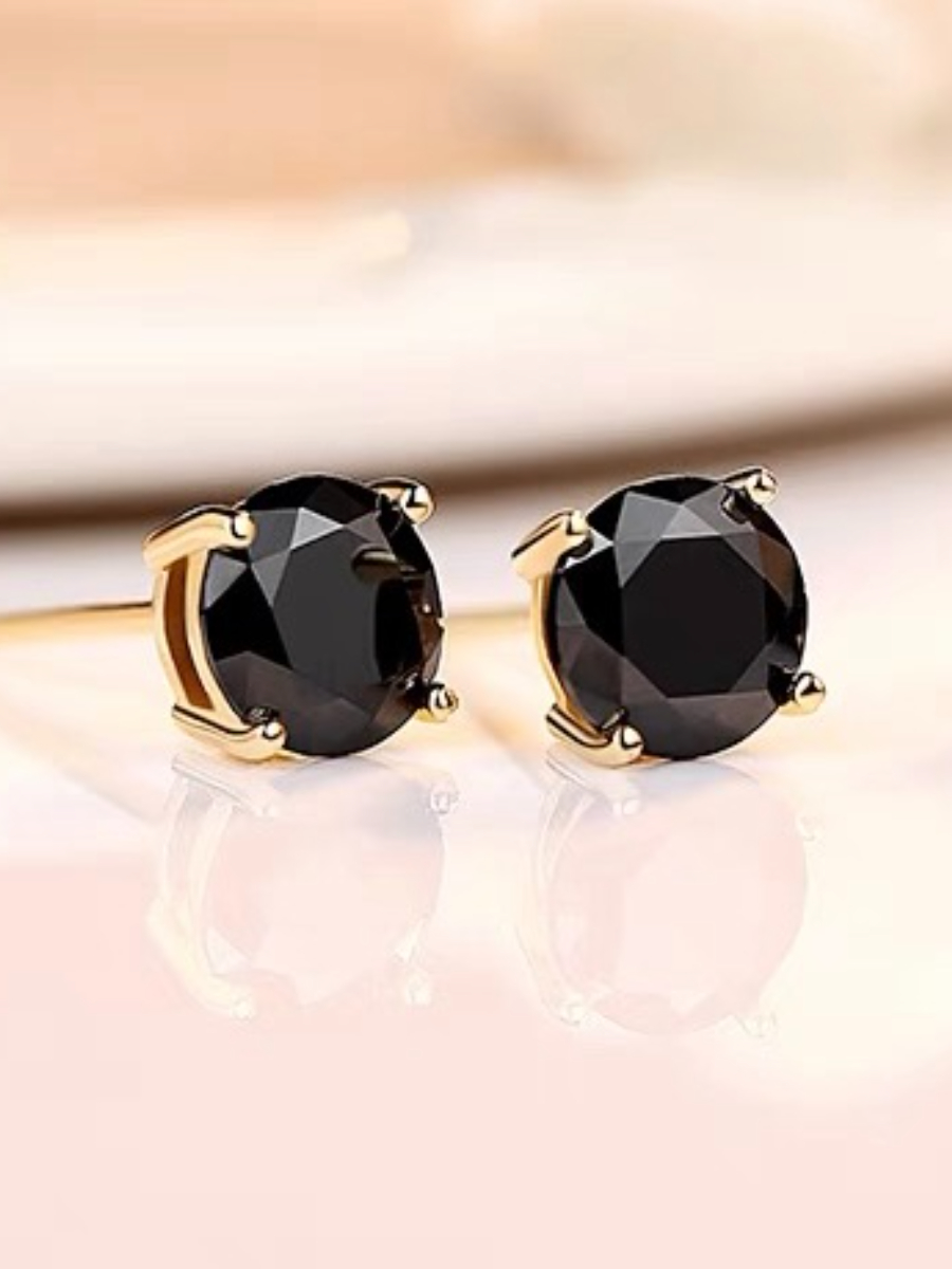 Black Diamond Ear Studs-The Black Bow-