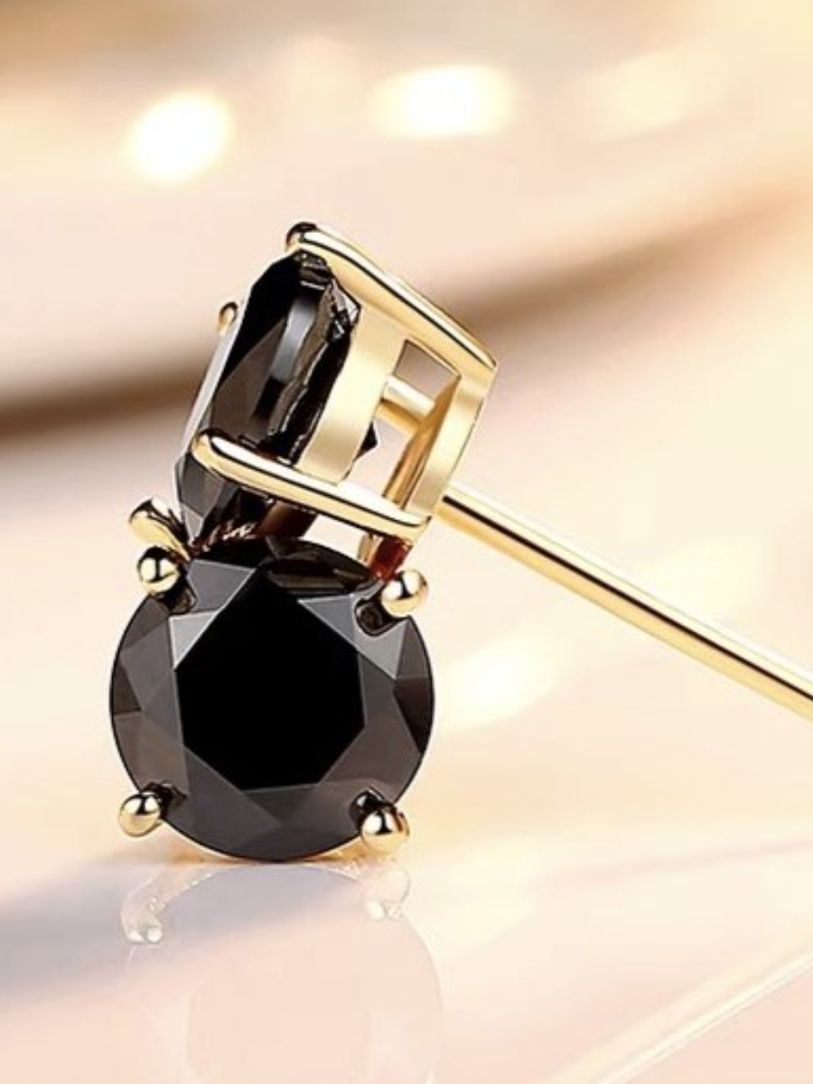 Black Diamond Ear Studs-The Black Bow-