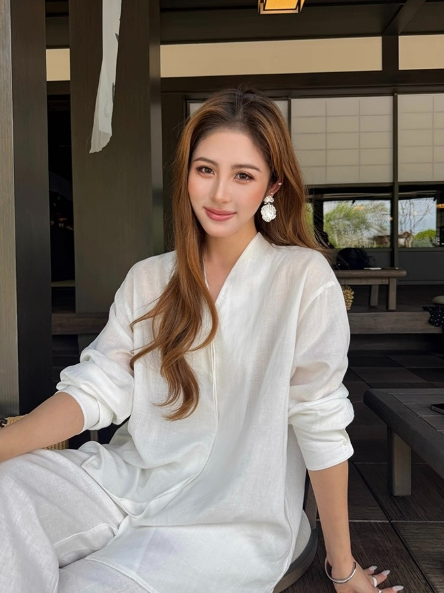 Fred Lyocell Linen Long Sleeve  Top