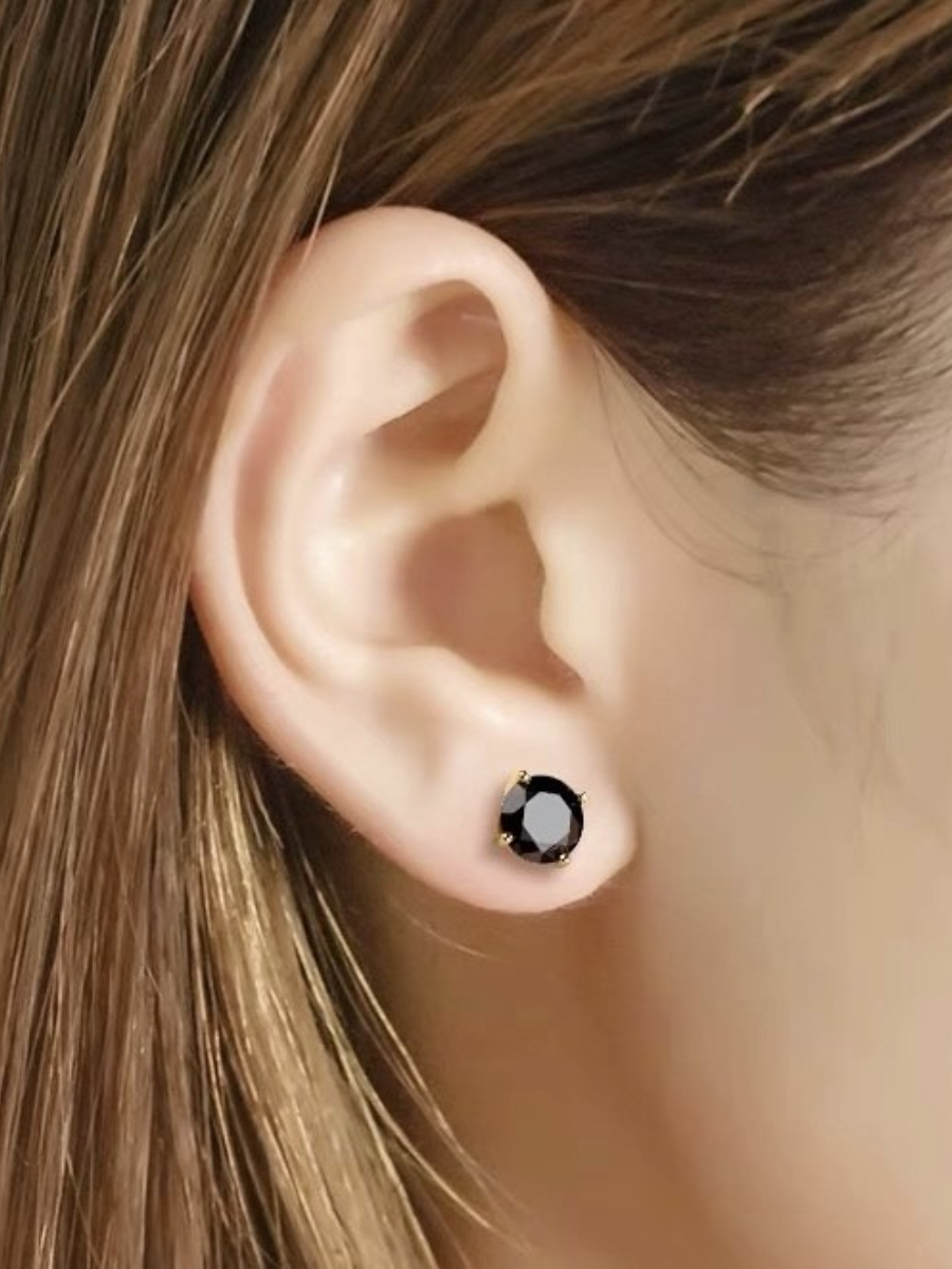 Black Diamond Ear Studs-The Black Bow-