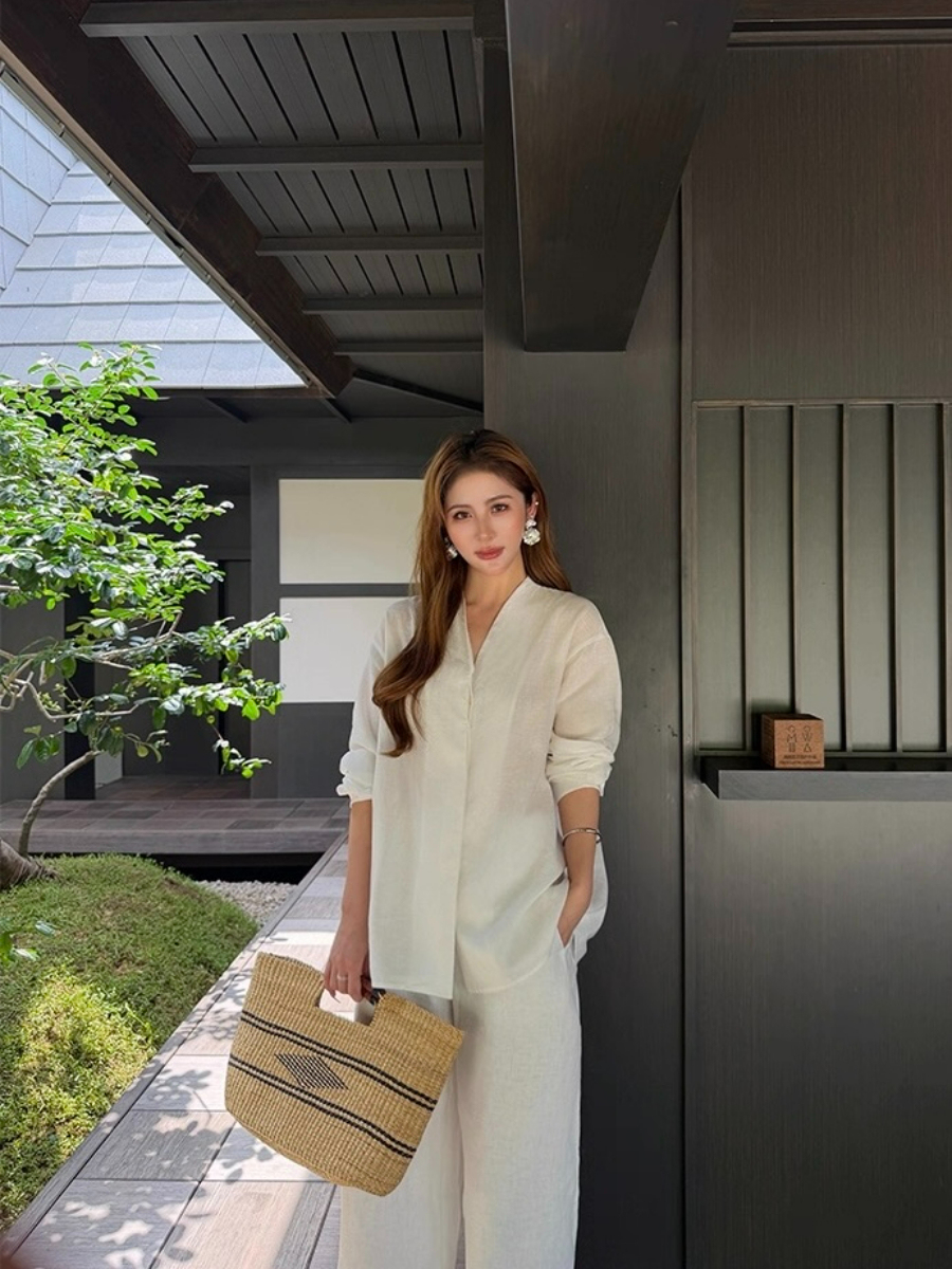 Fred Lyocell Linen Long Sleeve  Top