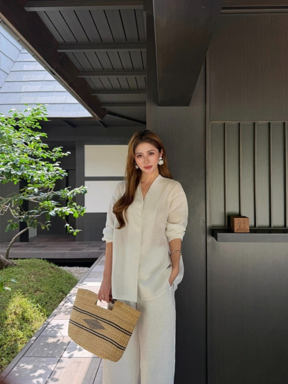 Fred Lyocell Linen Long Sleeve  Top