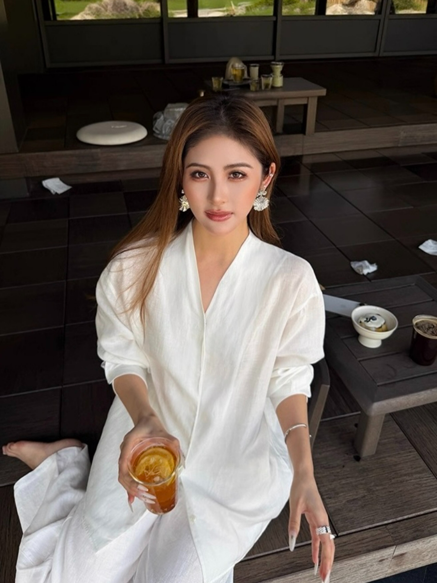 Fred Lyocell Linen Long Sleeve  Top