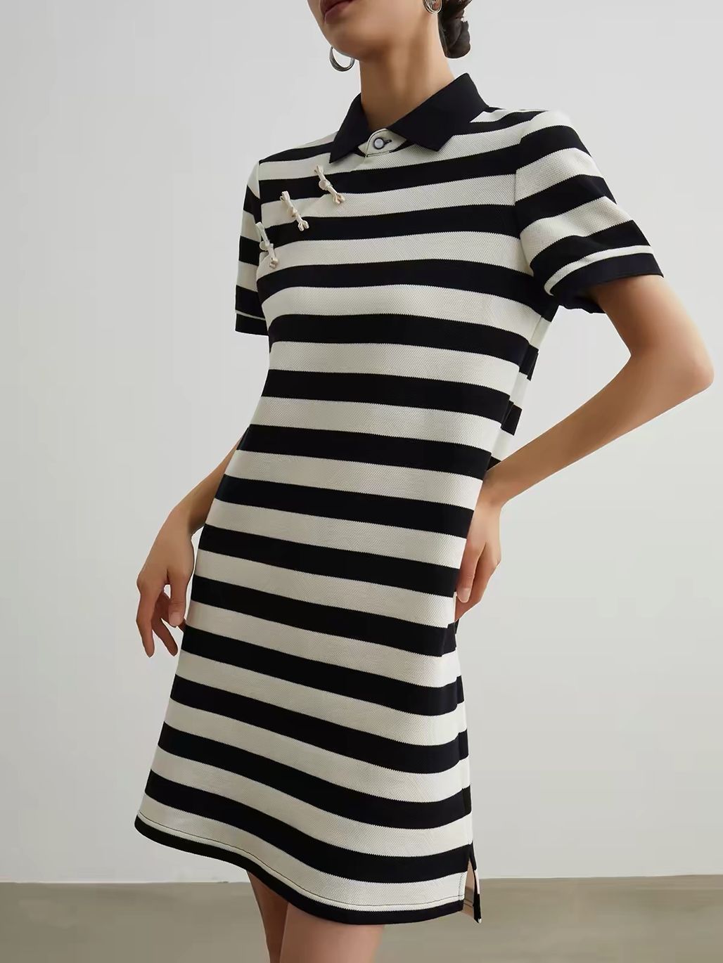 Jian Ca Pankou Stripe Pollar Dress