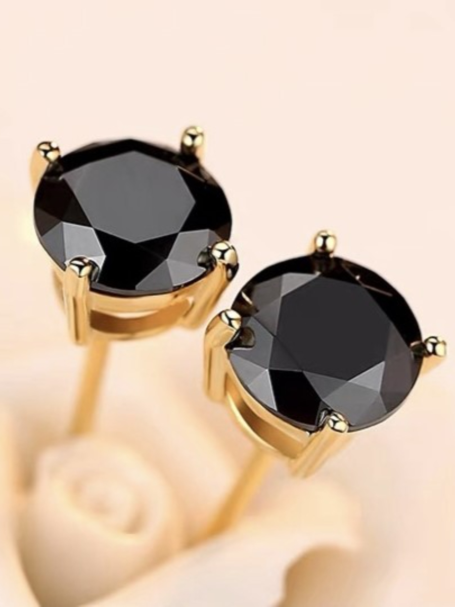 Black Diamond Ear Studs-The Black Bow-