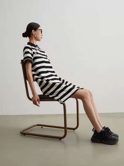 Jian Ca Pankou Stripe Pollar Dress