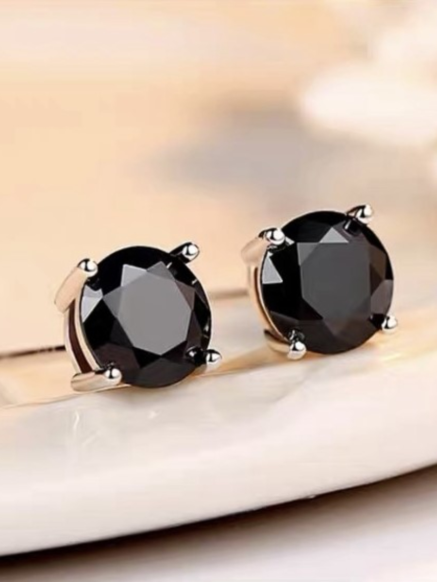 Black Diamond Ear Studs-The Black Bow-