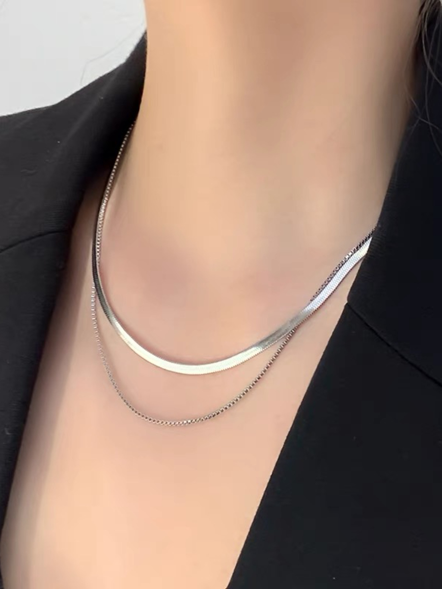 Thin & Bold Double Layer Snake Chain-The Black Bow-