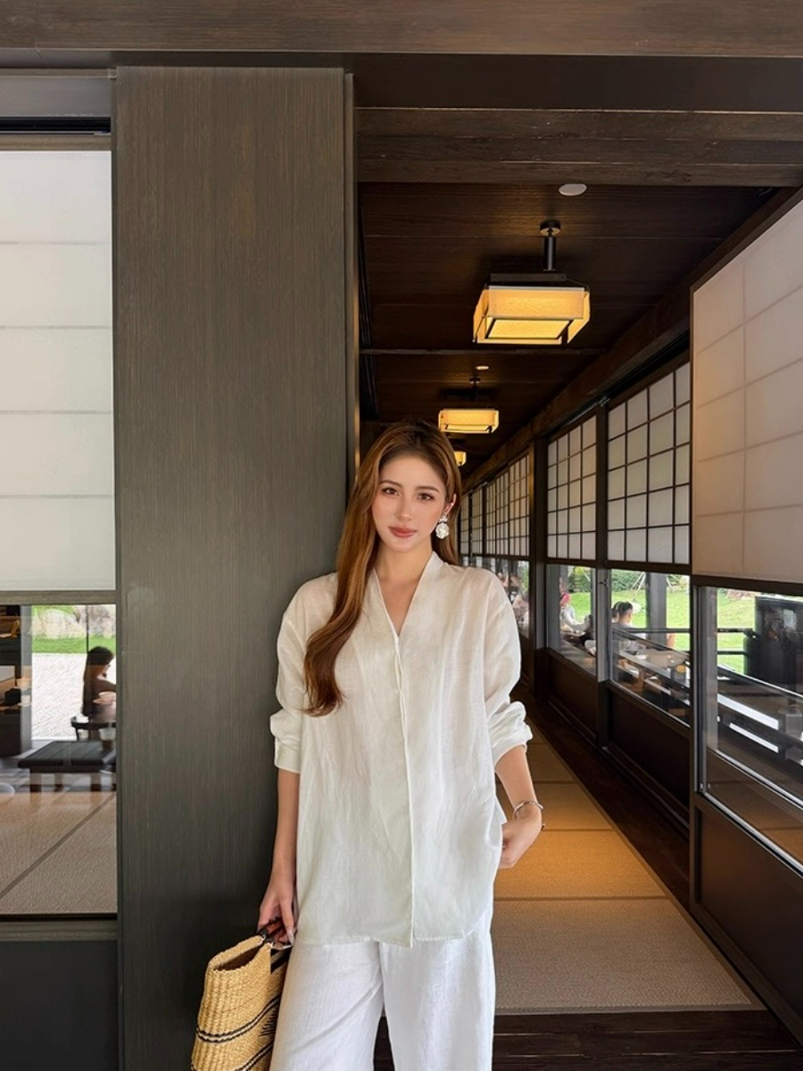 Fred Lyocell Linen Long Sleeve  Top