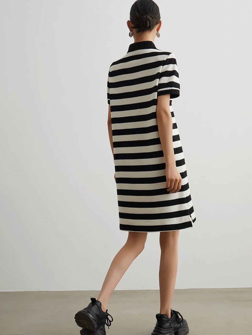 Jian Ca Pankou Stripe Pollar Dress