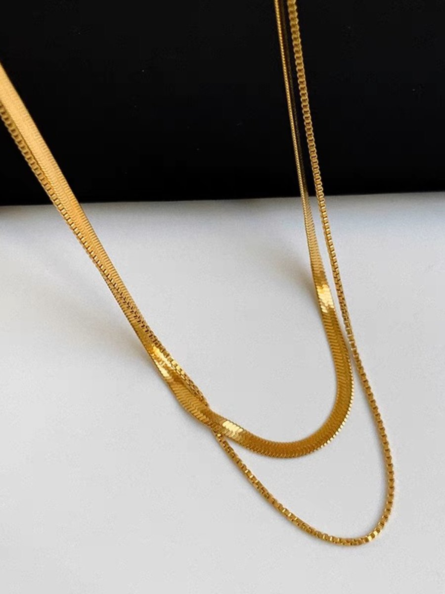 Thin & Bold Double Layer Snake Chain-The Black Bow-
