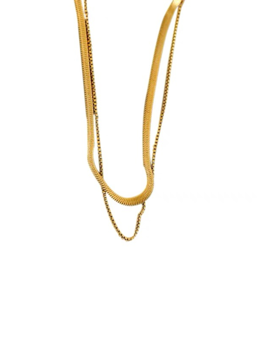 Thin & Bold Double Layer Snake Chain-The Black Bow-