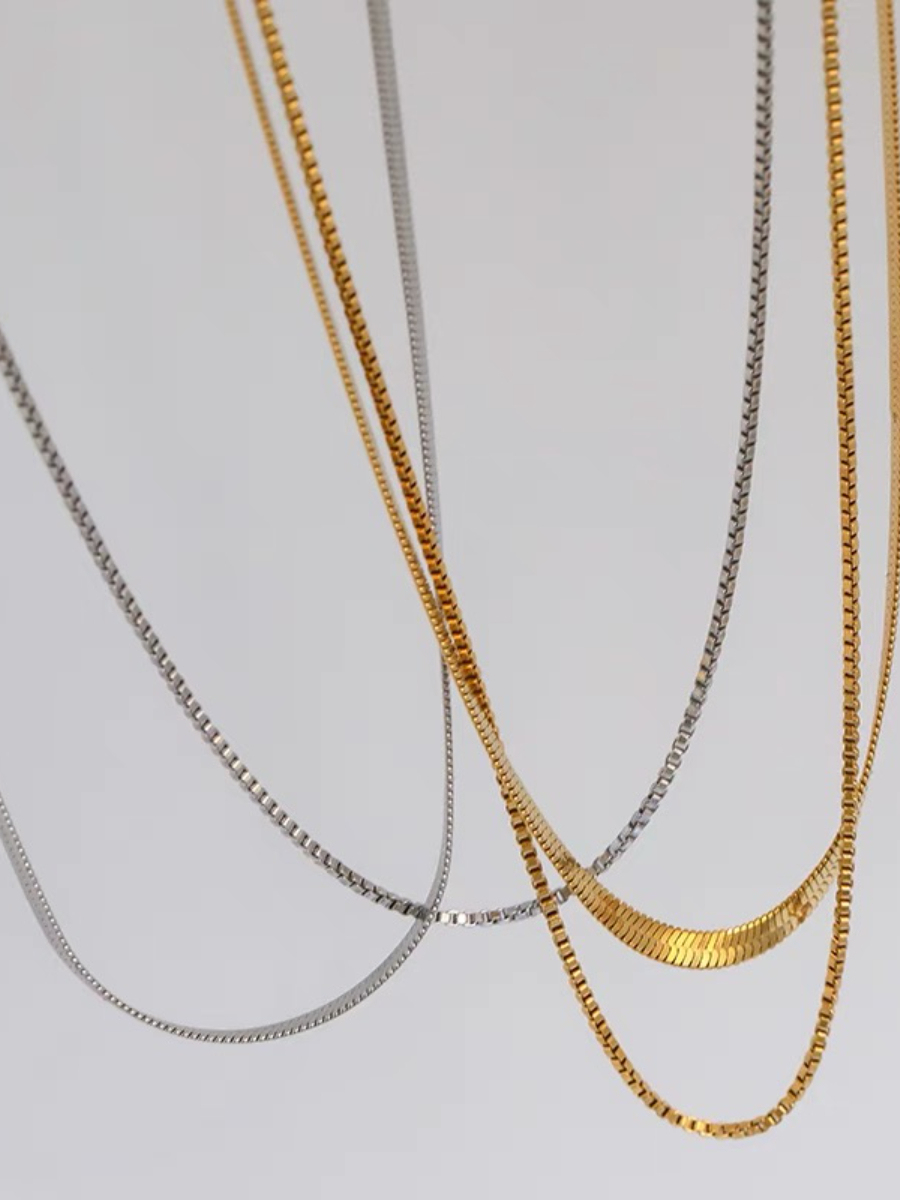 Thin & Bold Double Layer Snake Chain-The Black Bow-