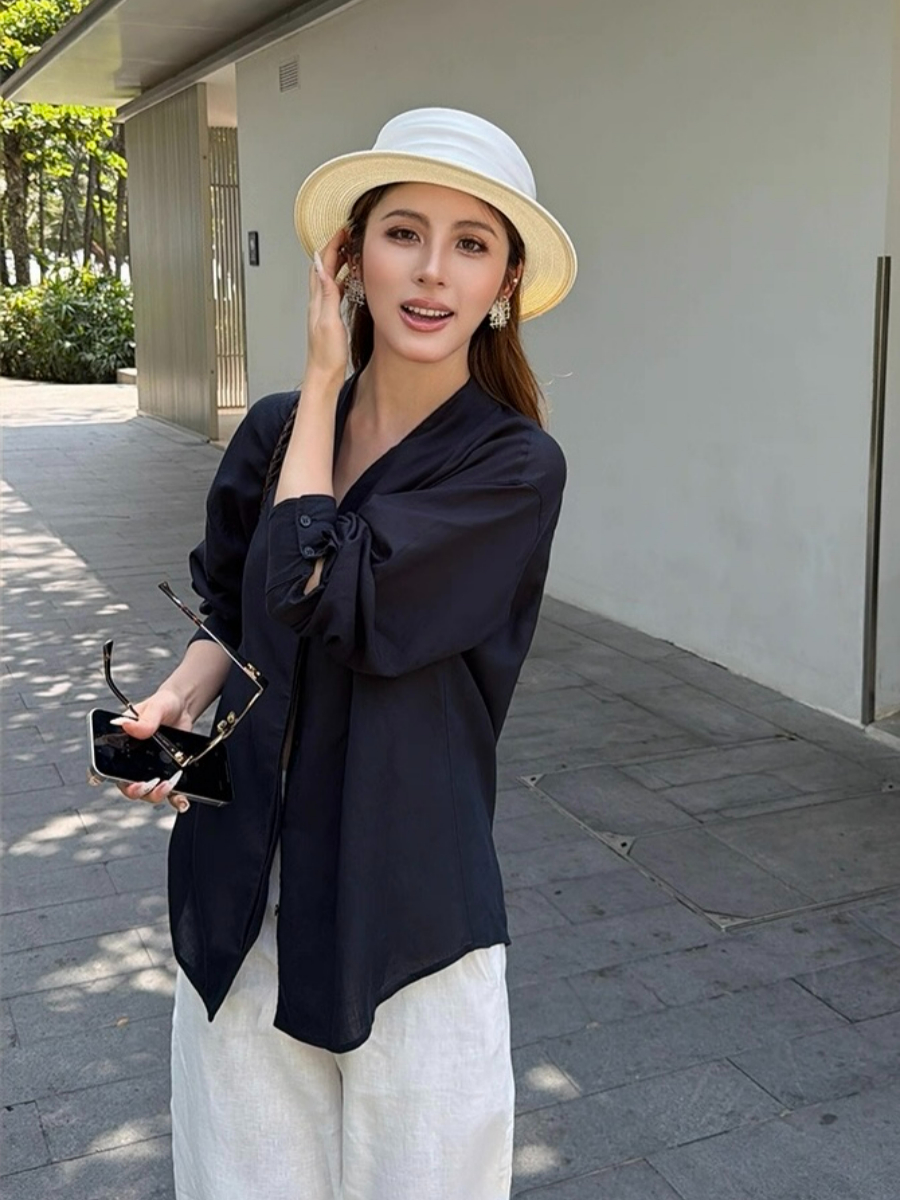 Fred Lyocell Linen Long Sleeve  Top