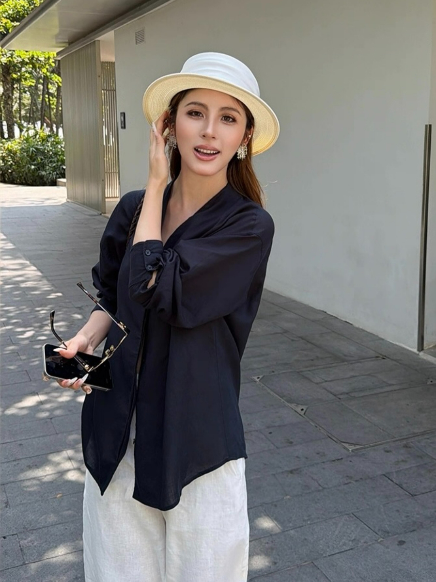 Fred Lyocell Linen Long Sleeve  Top