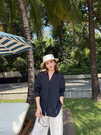 Fred Lyocell Linen Long Sleeve  Top