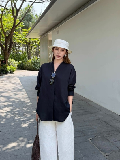 Fred Lyocell Linen Long Sleeve  Top