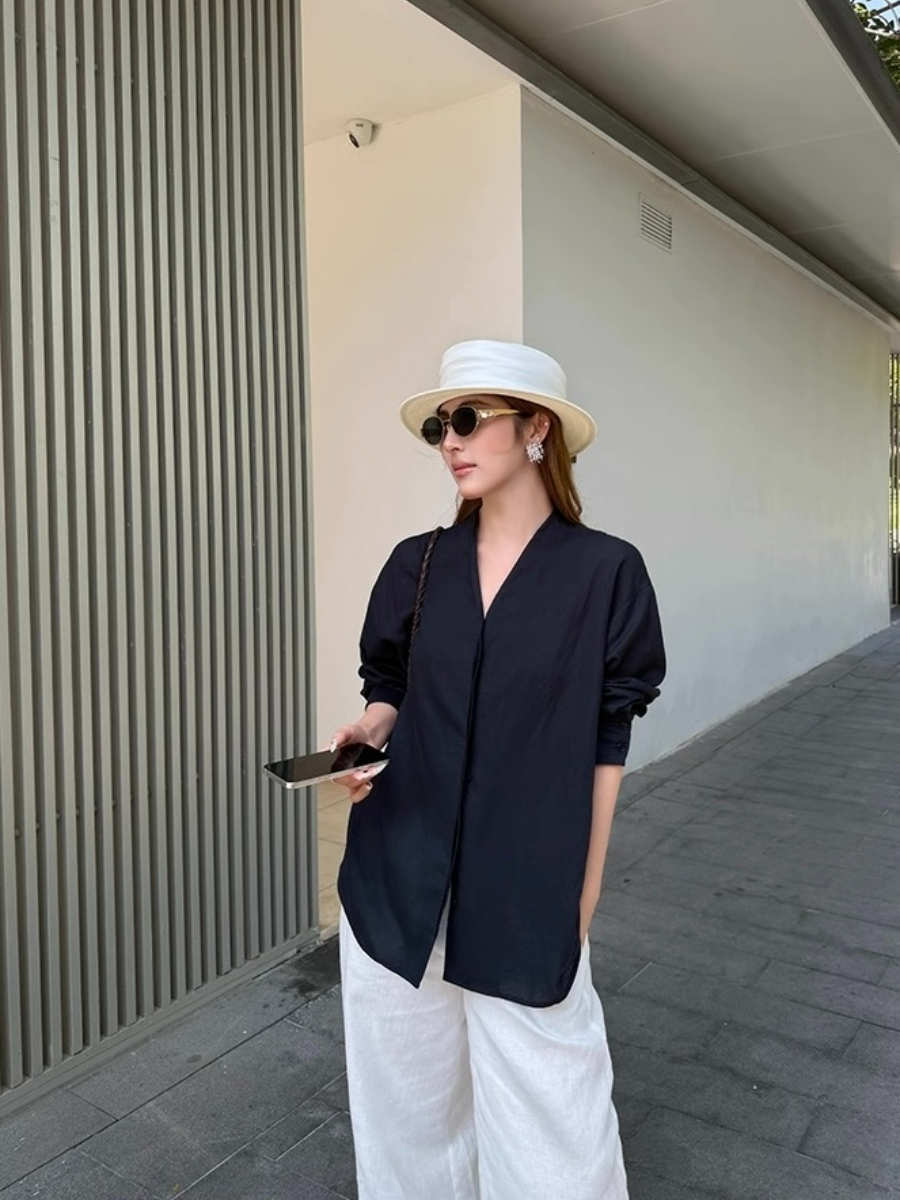 Fred Lyocell Linen Long Sleeve  Top