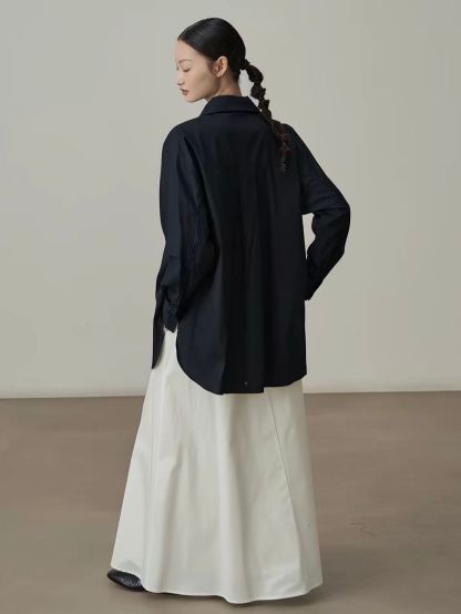 Jian Cheng Botanical Printing Shirt & A-Line Maxi Skirt (Sold Seperately)