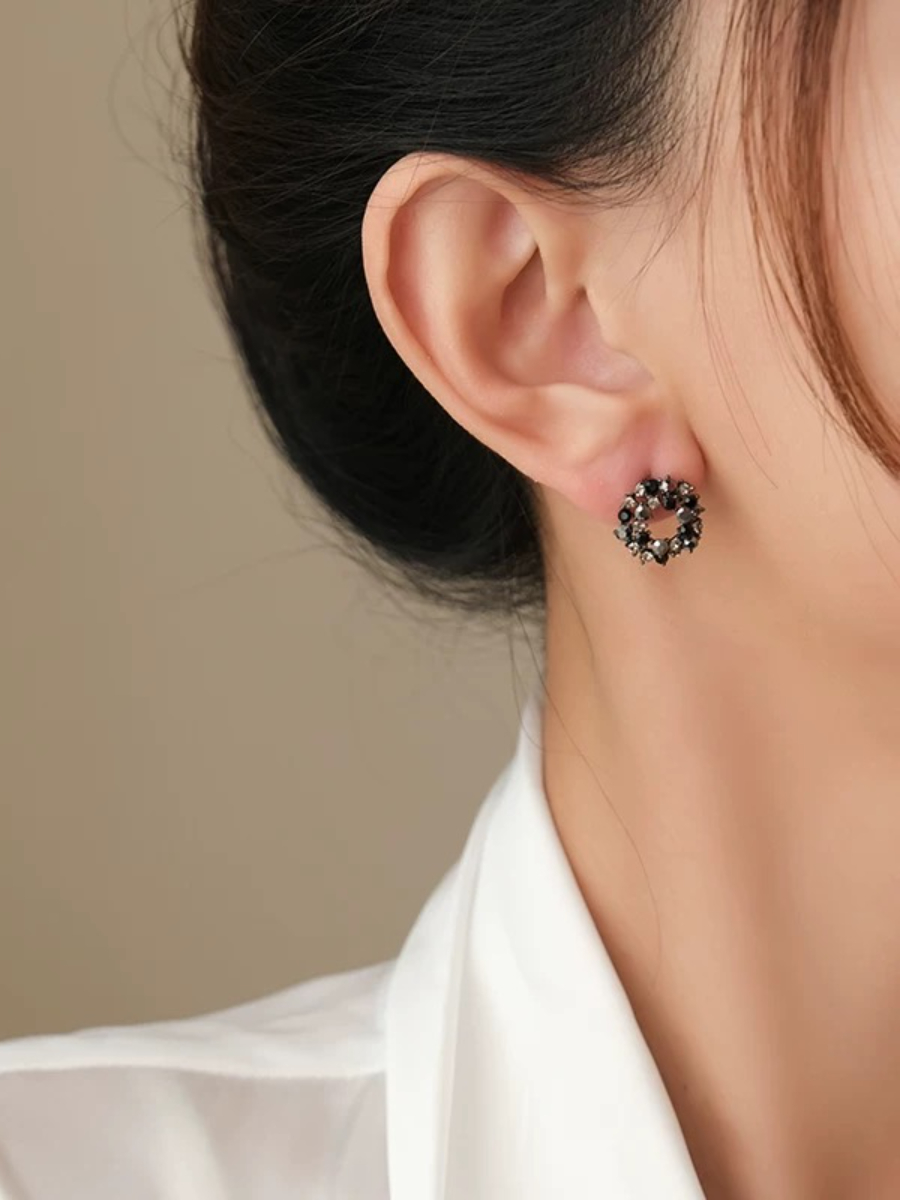 Ari Rhinestone Ear Studs (Discounted-Free size)-The Black Bow-