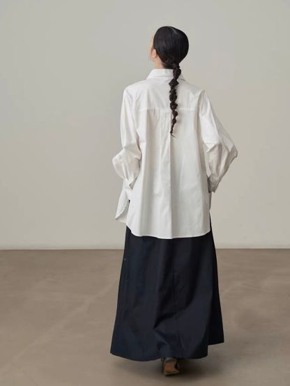 Jian Cheng Botanical Printing Shirt & A-Line Maxi Skirt (Sold Seperately)