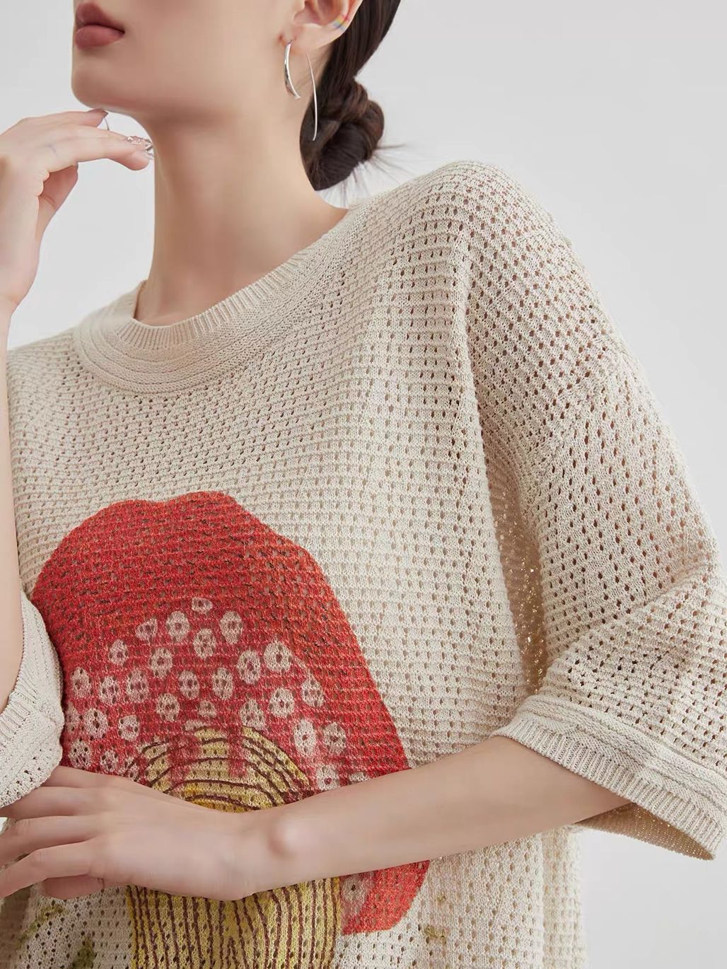 Ai Lin Cutie Pie Openwork Knit Tee