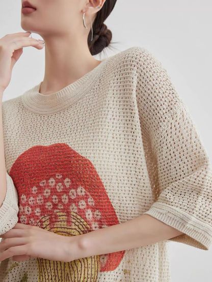 Ai Lin Cutie Pie Openwork Knit Tee