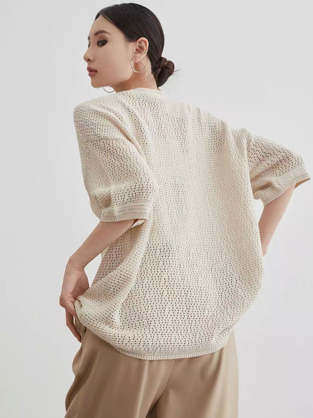 Ai Lin Cutie Pie Openwork Knit Tee