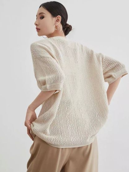 Ai Lin Cutie Pie Openwork Knit Tee