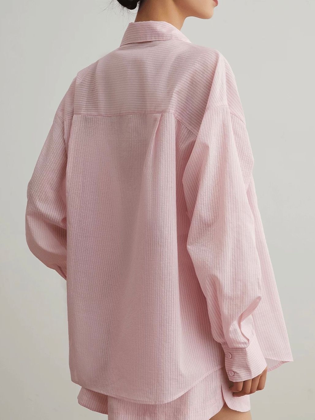 Ai Bo Floral-Embroidered Pinstripe Shirt & Shorts Set (Sold Seperately)