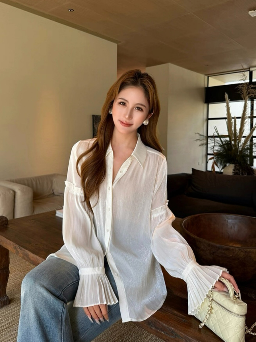 Fernanda Trumpet Sleeves Sheer Shirt