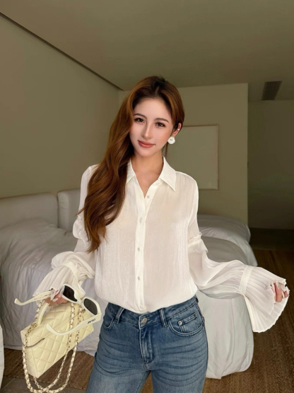 Fernanda Trumpet Sleeves Sheer Shirt