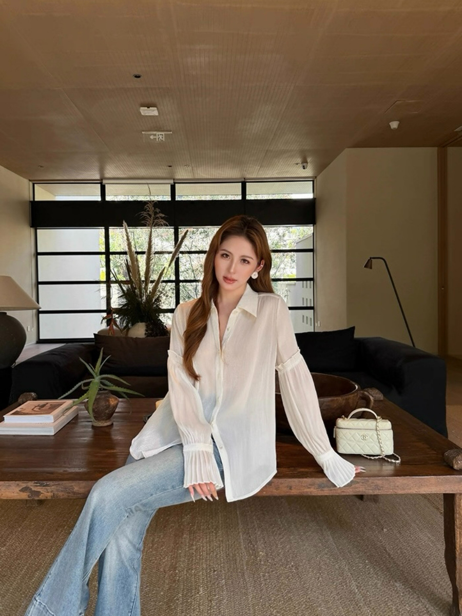 Fernanda Trumpet Sleeves Sheer Shirt