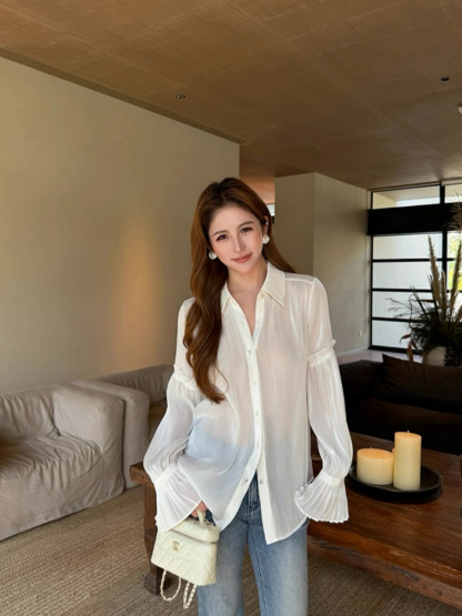 Fernanda Trumpet Sleeves Sheer Shirt