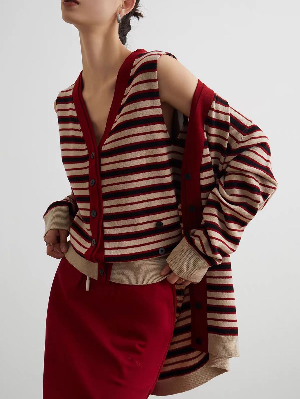 Ai Ba Retro-Stripe Knit Cami & Cardigan (Sold Seperately)