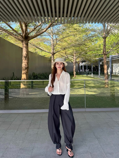 Fernanda Trumpet Sleeves Sheer Shirt