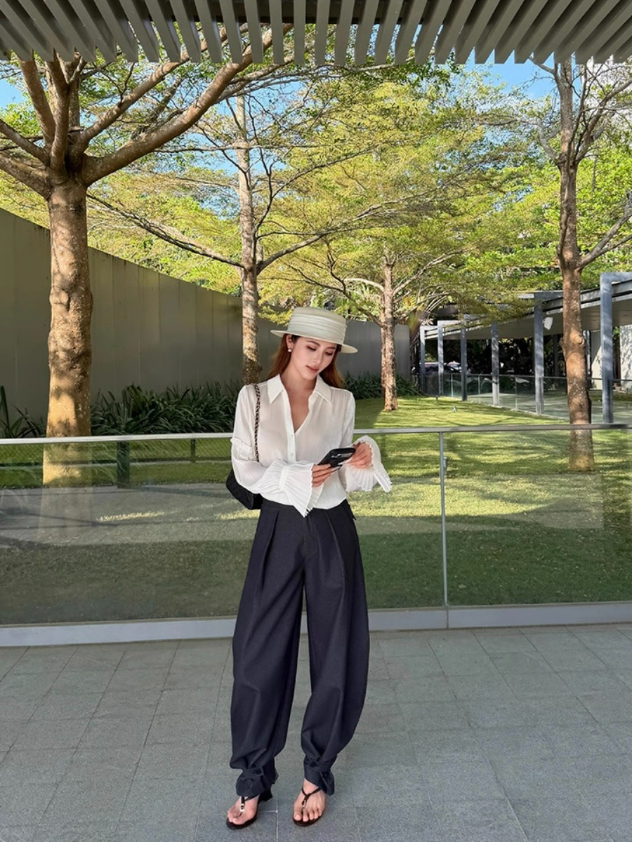 Fernanda Trumpet Sleeves Sheer Shirt