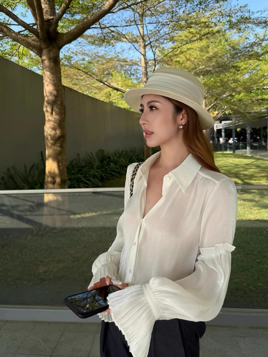 Fernanda Trumpet Sleeves Sheer Shirt