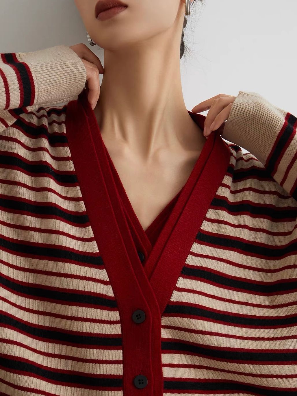 Ai Ba Retro-Stripe Knit Cami & Cardigan (Sold Seperately)