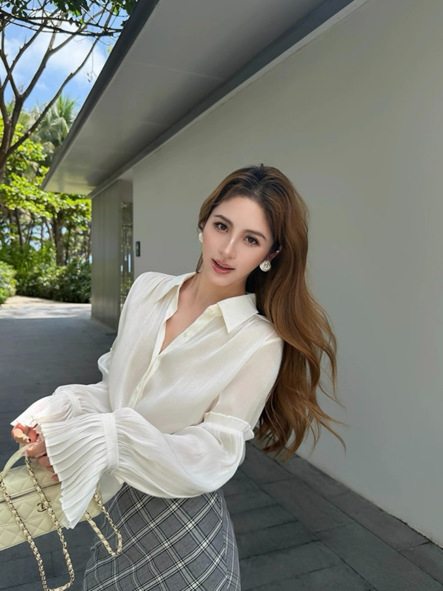 Fernanda Trumpet Sleeves Sheer Shirt