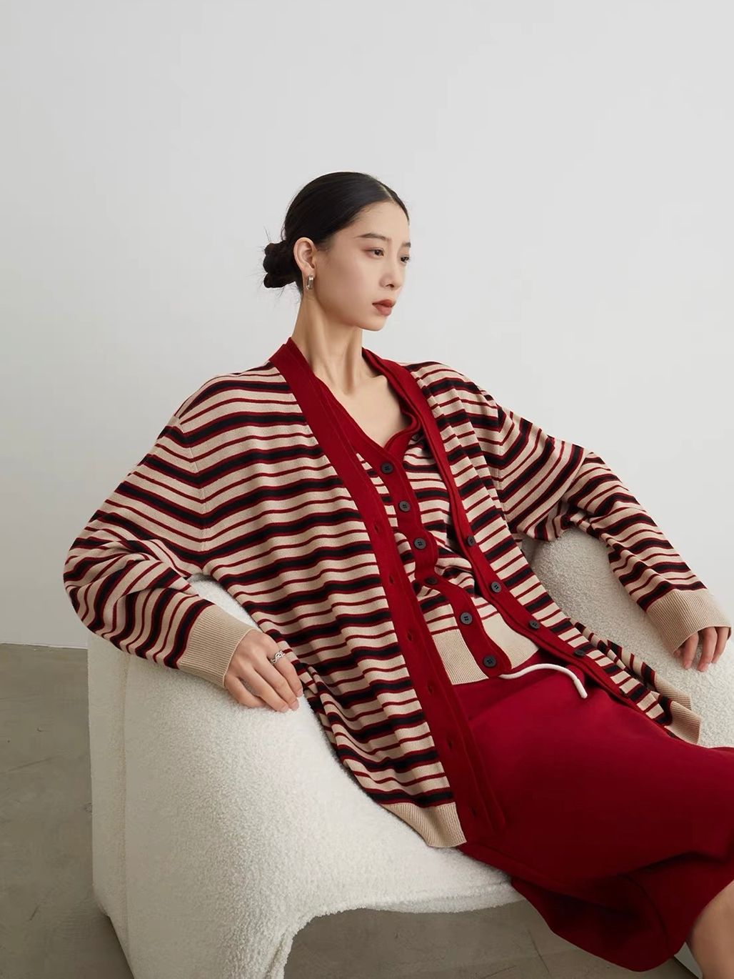 Ai Ba Retro-Stripe Knit Cami & Cardigan (Sold Seperately)