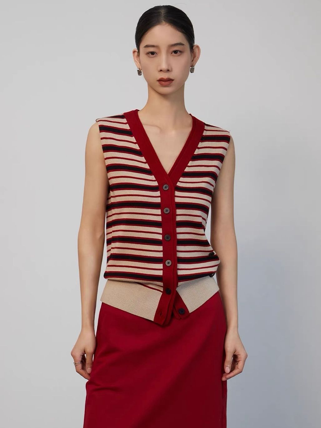 Ai Ba Retro-Stripe Knit Cami & Cardigan (Sold Seperately)