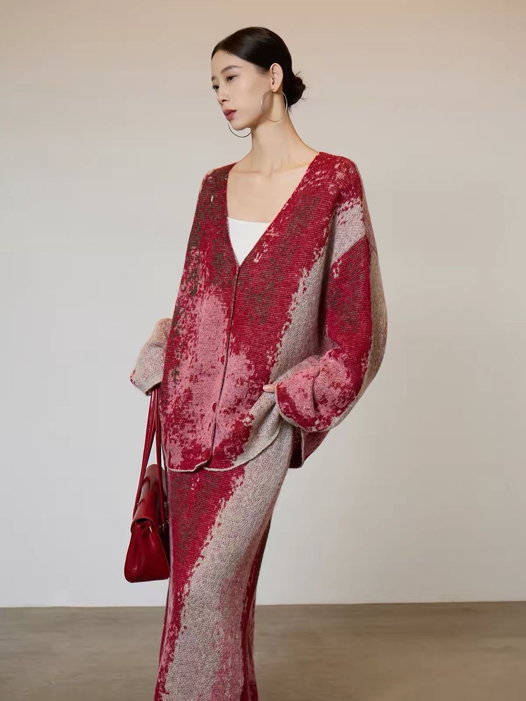 Ai Ceng Tie-Dye Knit Cardigan & Maxi Skirt (Sold Seperately)